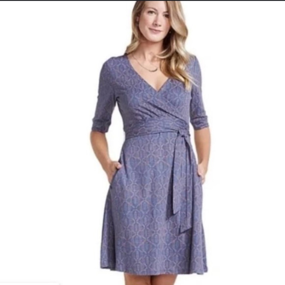 Toad&Co Elegant Blue Wrap Midi Dress